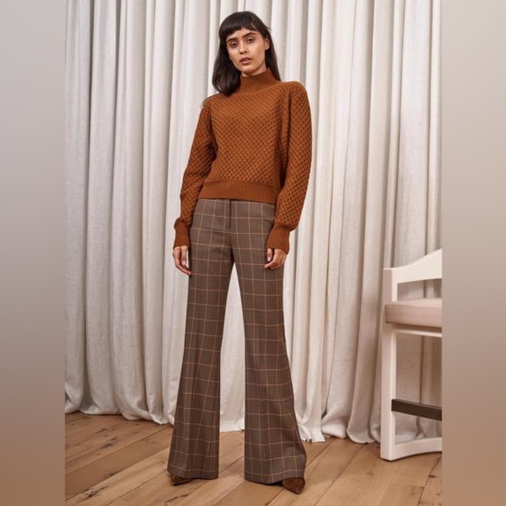 La Ligne Brown Plaid Wide Leg Pants